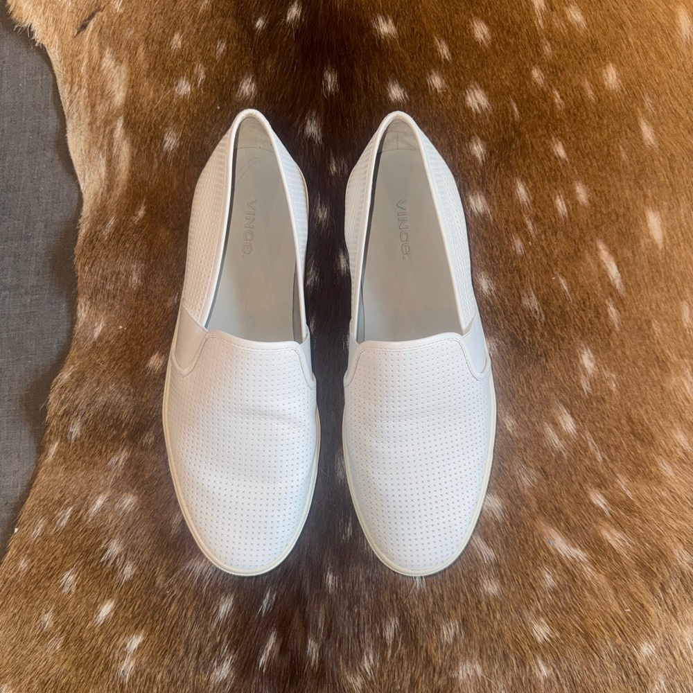 Vince Women's Perforated White Slip-On Sneakers